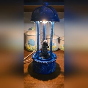 Vintage Blue Dolphin Oil Lamp